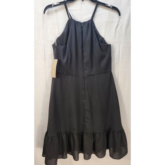 Kellywood Dress Size Medium Black Halter Tie Strap Frill Detail Sundress - Picture 9 of 10